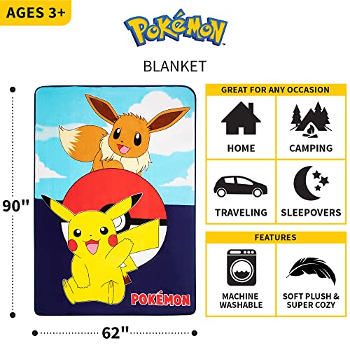 Franco Kids Bedding Super Soft Plush Micro Raschel Blanket, 62 in x 90 in, Pokemon - Design may vary - color: Pokemon - Playing Games, size: 62 in x 90 in