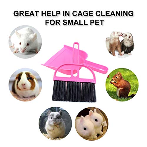 WishLotus Mini Dustpan and Brush Set, Portable Exquisite Pet Waste Cleaning Kit, Hamster Sand Scooper Cage Cleaning Tool for Small Pets Guinea Pigs Hedgehogs Hamsters Chinchillas Rabbits (Pink) - color: Pink