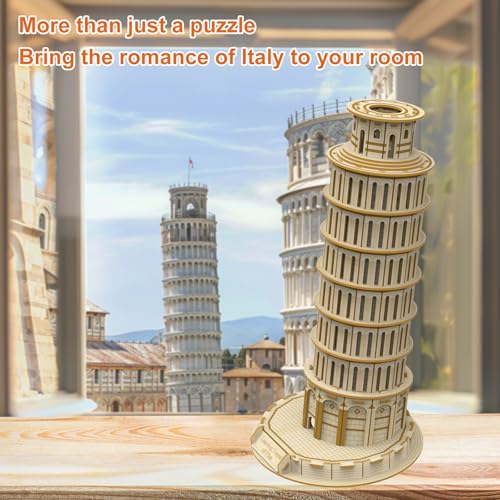 3D Wooden Puzzle for Adults, Italy Leaning Tower of Pisa Wood Architecture Model, DIY Mechanical Building Kit Craft Hobbies Toy, Birthday Festival Gift for Women Men, Home Decor, 151 PCS - style: Leaning Tower