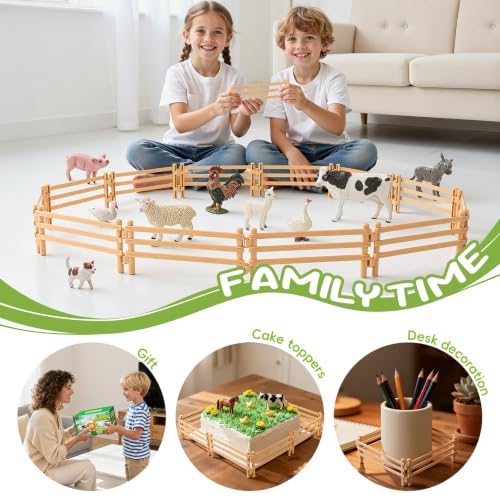 24PCS Farm Animal Toys Corral Fence for Kids Age 3-5 5-7 4-8 Years Olds Boys Girls, Educational Farm Animal Cake Toppers for Toddlers 3 4 5 6 7 8 9 10 - style: Yellow 24PCS