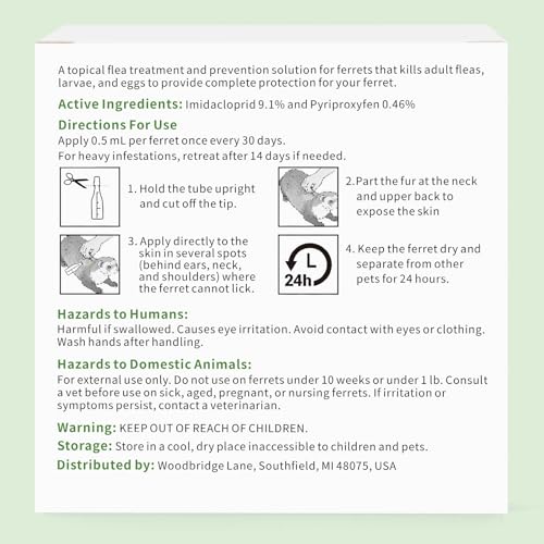 Ferret Flea Prevention, 4-Month Supply (2.5 ml High-Volume Tube) for Multi-Ferret Households, 1 lb+ | NDC Non-Nitenpyram Code