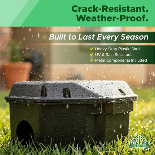 Mouse Bait Station 2 Pack Large Size, Tamper-Resistant Lockable Bait Boxes Indoor Outdoor, Large Rodent Bait Box with Key, Reusable Weather-Resistant Pest Control - size: 2-Pack Large