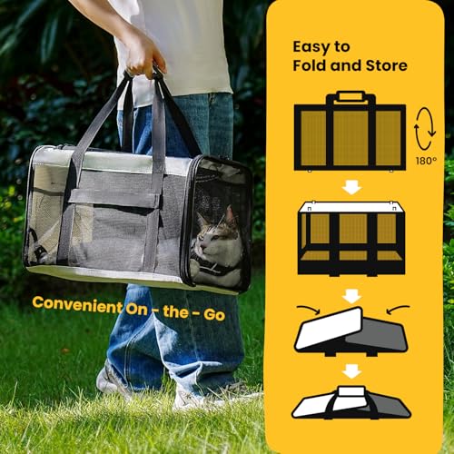 Conlun Soft-Sided Cat Carrier for Small-Medium Cats, Puppies up to 15 Lb, Airline Approved - color: Grey, size: M