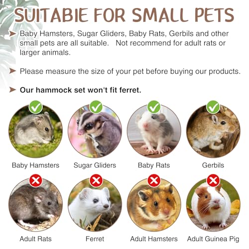 Hamiledyi 5PCS Hamster Hammock Small Animals Hanging Warm Bed House Rat Cage Nest Accessories Toy Hanging Tunnel Soft Bed Rope and Swing for Sugar Glider Squirrel Hamster Playing Sleeping - color: Black