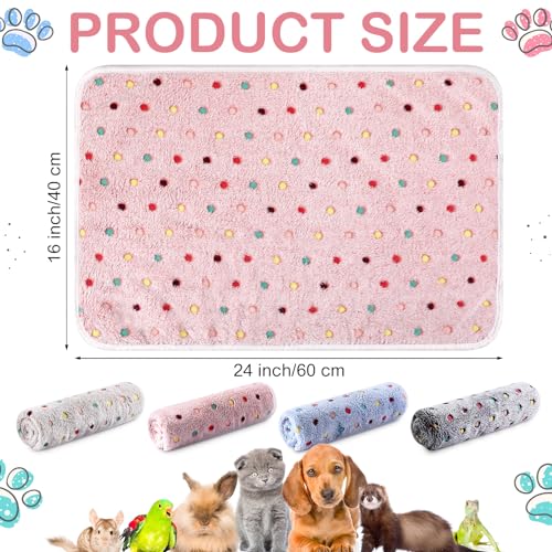 Tudomro 8 Pcs Absorbent Guinea Pig Blankets Washable Small Animal Fleece Bedding Cage Liners Reusable Pet Sleep Mat Pad Cover for Ferret Chinchilla Furniture Protection(Dot,16 x 24 Inch) - size: 16 x 24 Inch