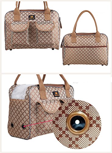 Hubulk Dog Carrier Bag Pet Tote Bag Doggie Handbag Cat Purse Puppy Pouch, Free Collapsible Dog Bowl Included (S Khaki) - size: 13.7"L x 7.0"W x 10.0"H