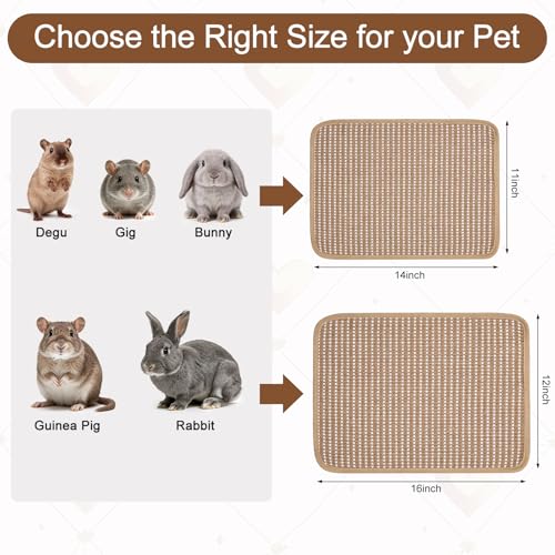 3PCS Rabbit Scratch Mat, Natural Bunny Scratching Pad Claws and Teeth Care Rabbit Mats for Cages Chew Toys for Bunny Pet Cage Bedding for Biting Sleeping Nesting (12x16 inch) - size: 12x16 inch