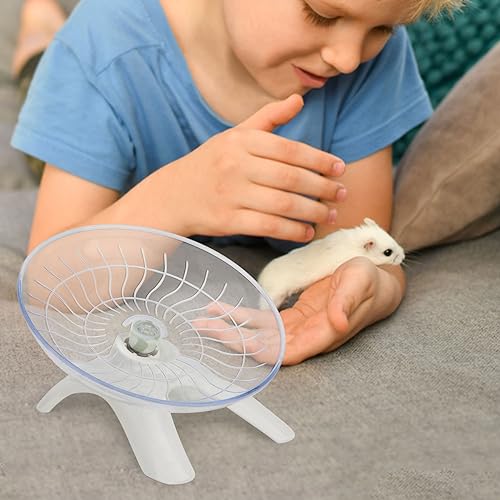 Silent Hamster Exercise Running Wheel Flying Saucer, White | Non-slip surface, smooth & quiet spinning, durable plastic, encourages healthy exercise, for dwarf hamsters/mice/gerbils - color: White