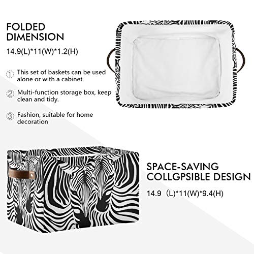 Storage Basket Cube Animal Zebra Print Large Collapsible Toys Storage Box Bin Laundry Organizer for Closet Shelf Nursery Kids Bedroom,15x11x9.5 in,1 Pack
