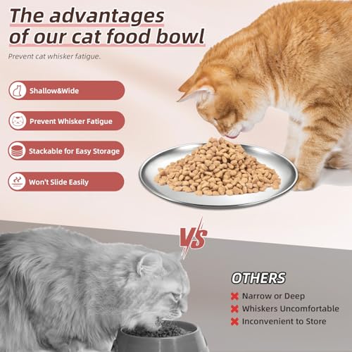 12 Stainless Steel Cat Food Bowls, Small Flat 6.7 inch Wet Feeding Dish, Perfect for Kittens, Cat, Ferrets, Stray Cats (6.7Inch 12Pcs) - size: 6.7Inch 12Pcs