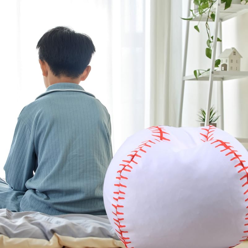 Healifty Baseball Storage Bag for Kids Stuffed Animal Toy Organizer with Zipper Home Storage Bag for Plush Toys Bean Chair Alternative 22.83 X 22.83 X 17.71 in