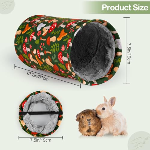 Glittme Guinea Pig Tunnel Washable Guinea Pigs Hideout Portable Rabbit Tunnels Soft Ferret Tunnel for Playing Resting Guinea Pig Accessories for Hedgehogs, Hamster, Mushrooms | Small Animal Hideout Crafted With Warm Plush Lining, Offering A Cozy And Folda