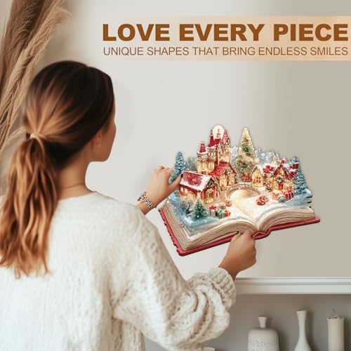 Christmas Magic Book Puzzles Adults Gifts Wooden 75 Pieces 8.5 * 6.8in - color: Christmas Magic Book, size: Small