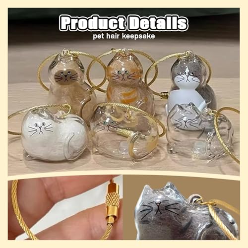 6pcs Cat Fur Storage Bottle of Keychain,Transparent Pendant for Cat & Dog Hair Collection,Capsule Toys Pet Hair Container,-Animal Lovers Keepsake Gift