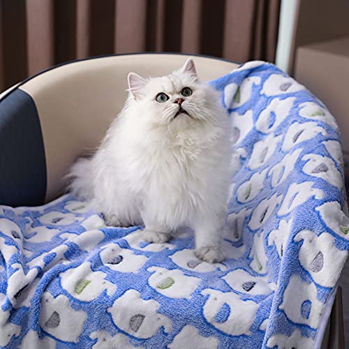1 Pack 3 Blankets Super Soft Fluffy Premium Cute Elephant Pattern Pet Blanket Flannel Throw for Dog Puppy Cat Blue Small(23x16 inch) - color: Blue, size: 23x16 inch (Pack of 3)