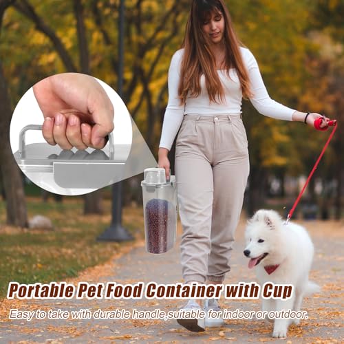 TBMax Pet Food Storage Containers 2 Pack 8-10 Lbs Airtight Dog Food Container Dispenser with Large Spout & Portable Handle, Travel Dog Treat Cat Food Storage Bin Bird Seed Container - color: Light Grey 6+3Qt