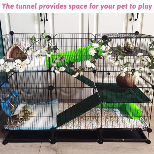 Hamiledyi 2 Pack Hamster Fun Tunnels, Guinea Pigs Plastic Tube, Hamsters Foldable Exercising Training Hideout Tunnel & 2 Pack Grass Balls, Small Animals Toys for Chinchillas Gerbils Ferrets(Green) - color: Green