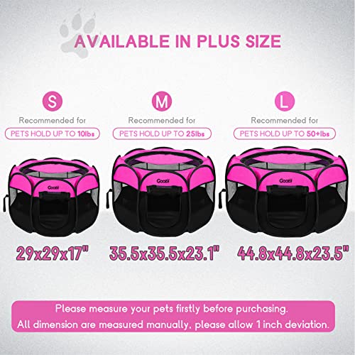 GOOZII Pet Cat Playpen for Indoor Cats Enclosed, Portable Foldable Dog Playpen Outdoor Tent Crate Cage with Zipper Top Cover Door for Kitten Puppy Outside Rv Car Camper (Small Size, Pink) - color: Pink, style: S [29" x 29" x 17"]