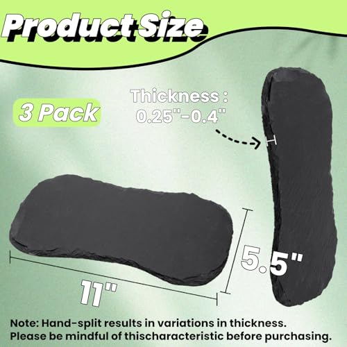 Tlence 3 Pack Reptile Basking Platform, 11''x5.5'' Tortoise Rock Plates, Bearded Dragon Feeding Slate, Lizard Bathing Resting Rock Slab for Gecko Chameleon Snake Frog Habitat Accessories