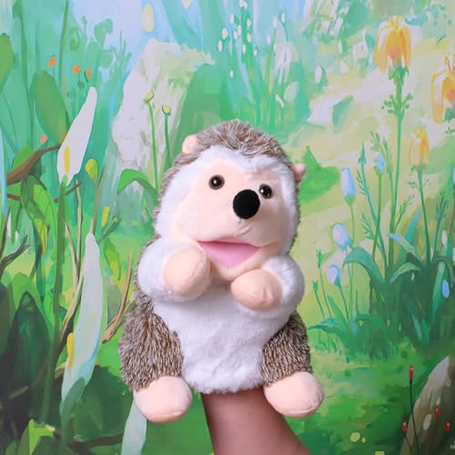 Easfan Hedgehog Hand Puppet with Movable Mouth Plush Toy Gift for Kids 10" | Interactive storytelling, cute stuffed animal, creativity imagination, easter christmas birthday holiday gift, for toddlers - style: Hedgehog
