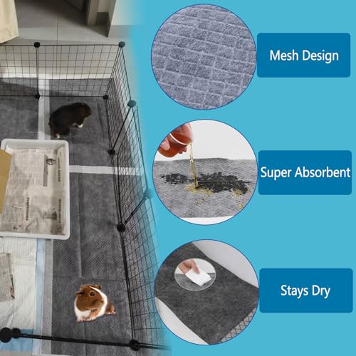 Guinea Pig Pee Pads, Disposable Rabbit Cage Liners, Charcoal Odor Controlling Absorbent Waterproof Pee Pads for Hamster, Bunny, Ferret, Chinchilla and Other Small Animals (18" x 13", 100 PCS) - size: 17.7" x 12.9" - 100PCS