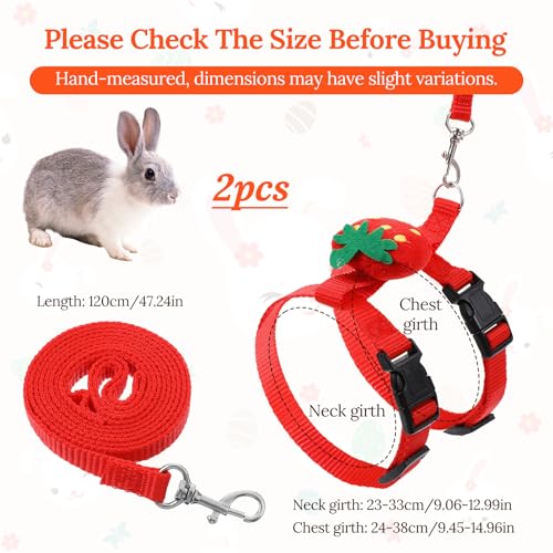 2PCS Bunny Harness and Leash Guinea Pig Leash Rabbit Bunny Leash | Kitten Harness and Leash Set for Guinea Pig Ferret Cat Puppy Duck Small Pets Outdoor Walking - style: A
