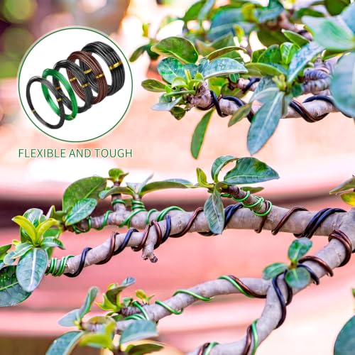 Mudder 5 Roll Aluminum Bonsai Training Wire Tree 1/1.5/2.0/4/6mm 85 Feet Total with Bonsai Wire Cutter Anodized Training for Holding Branches Small Trunks(Classic) - color: Classic, size: 1/1.5/2/4/6mm