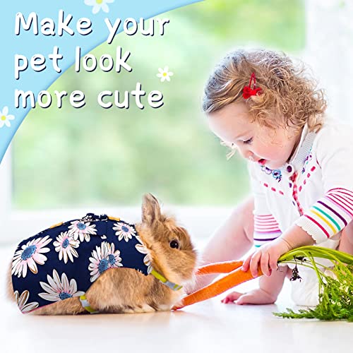 Weewooday 3 Sets Rabbit Bunny Harness and Leash Gift, Cute Bunny Clothes for Rabbits Dress Costume Walking Harness Escape Proof Pet Supply for Hedgehog Ferret Squirrel(Pink Flower, Blue Flower, Daisy)