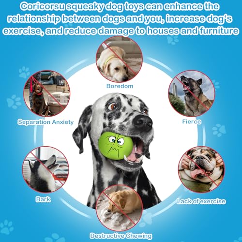 3.14" Squeaky Dog Toys Funny Smile Face Chewing Latex Rubber Soft Fetch Play Interactive Squeaky Dog Balls for Puppy Small Medium Pet Dog (6PCS) - color: Large Size Squeaky Dog Toys 6PCS