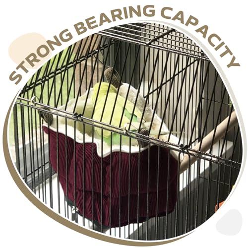 QBLEEV Bird Nest House, Parrot Winter Warm Bed for Cage Hanging Hammock | Soft plush snuggle hut tent, parrot cage accessories hideaway sleeping bed for budgie parakeet cockatiel conure lovebird - color: Red