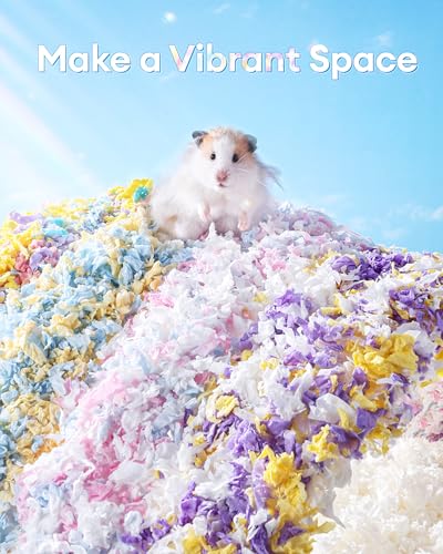 BUCATSTATE Hamster Bedding 15L, Truly 99% Dust-Free Small Animal Paper Bedding Odor Control, Cozy Hamster Litter for Rabbit Rat Syrian Dwarf Hamsters Gerbils (Sunrise Iris)
