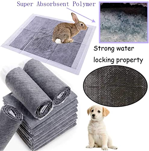 kathson Rabbit Pee Pads Disposable Cage Liners 100PCS All Absorb Black Carbon Odor Control Bunny Training Accessories with Quick-Dry Surface for Puppy Guinea Pig Kitten Hedgehog Small Animals - size: 17.7" x 12.9" / 100PCS