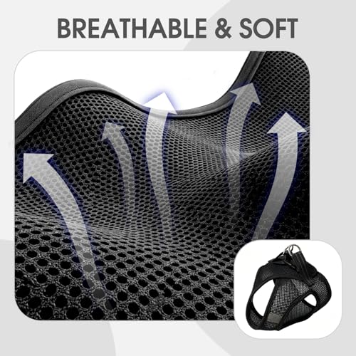 Cat Harness and Leash Escape Proof, Soft Breathable Mesh Kitty Walking Vest, Adjustable Step-in Kitten Harness Set with Reflective Strip for Small Cats - color: Black, size: Small