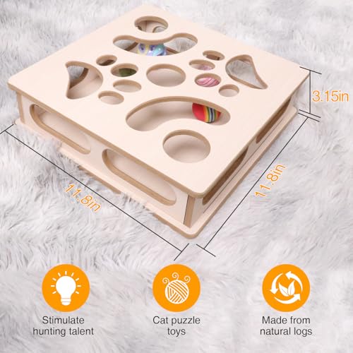 Natural Wood Cat Interactive Box Puzzle Hunting Exercise Toy