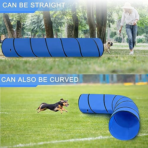10FT Dog Agility Tunnel - Tear-Resistant Oxford Cloth Training Tunnel for All Breeds, Indoor/Outdoor Use with 4 Stakes & Carry Bag(Blue) - color: Blue