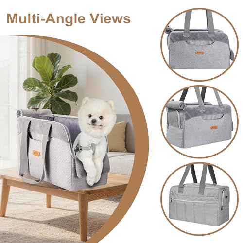 Dog Purse Carrier for Small Dogs Cats Rabbits Up to 12lbs, Lightweight Pet Sling Carriers with Large Pockets, Portable Puppy Soft Sided Tote Bag Carrier for Vet,Hiking,Travel - color: Grey-Furry