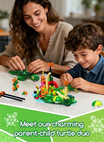 3-in-1 Frog, Turtle & Snail Family Building Set, Creative Animal Toy | Build & Rebuild 3 Cute Animal Designs From One Building Set, Birthday Gift for Girls and Boys Ages 6+, 884 Pieces