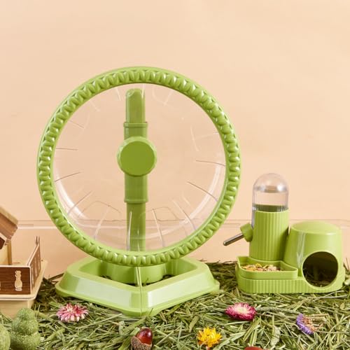 Hamster Wheel, Quiet Spinner Hamster Running Exercise Wheel with Adjustable Stand for Small Animals Syrian Dwarf Gerbils Mice (Green, Large(9.4 inch)) - size: Large(9.4 inch)