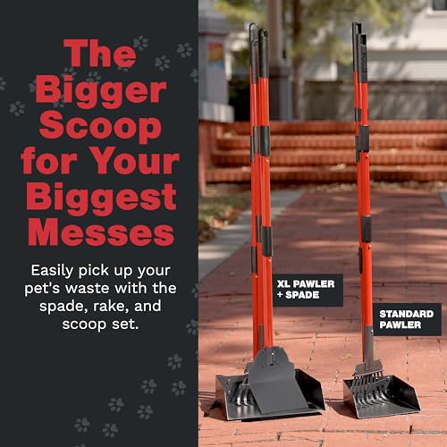 Pooper Scooper for Dogs, Heavy Duty Long Handle Rake, Spade & XL Tray | Rustproof Aluminum Poop Scooper for Large Dogs, 36+" Handles and 9”W 9.5”L Extra Large Tray for Yard, Grass, Dirt & Gravel - color: 3 Piece Set - X Large