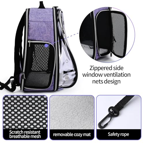 BAGLHER Cat Carrier Backpack Bubble - Fit Up to 18 Lbs - Airline-Approved Dog Backpack Carrier for Small Pets Puppies Dogs Bunny, Space Capsule Dog Carrier Backpack for Travel Outdoor Hiking, Purple - color: Purple