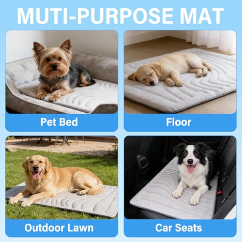 Dog Cooling Mat, 36"x23" Reversible Pad, Scratch-Resistant,Machine Washable | Pressure-activated Pet Cooling Mat, Q-Max>0.5, Indoor Outdoor Use, Great for Summer, Dogs & Cats, Grey - size: Medium