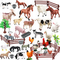 Yowlieu Realistic Farm Animal Figures Toys, 44 Pcs Plastic Farm Figurines Playset Includes Fences Mini Farm Animal Cake Topper Learning Toy Set for Kids & Toddlers - size: 44 Pcs Farm Set