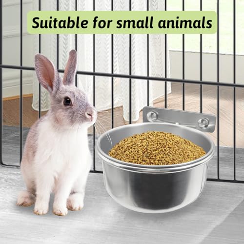 Tfwadmx 4 Pcs Stainless Steel Bird Bowls with Clamp,Clamp Holder Coop Cup,Bird Dishes for Cage, Cage Water Bowl for Cockatiels Lovebird Budgie Chinchilla