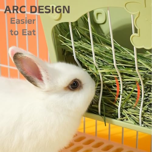 Rabbit Hay Feeder, 3-in-1 Feeding Set with Food Bowl and Hanging Funnel for cage, Hay Rack for Bunny Guinea Pig Chinchilla (Green) - color: Green
