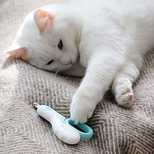 Leo's Paw Cat Nail Clipper with LED Light - Safe Cat Claw Trimmer & Clipper with Sharp Stainless Steel Blades and Childproof Lock - Suits Small Animals (Mint)
