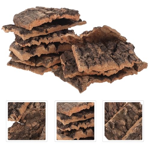 Beavorty 10Pcs Reptile Tree Bark Decor Natural Cork Bark Platform for Lizards Spiders Hamsters Reptile Habitat Climbing and Resting Basking Terrace 3.93X3.54X0.19In