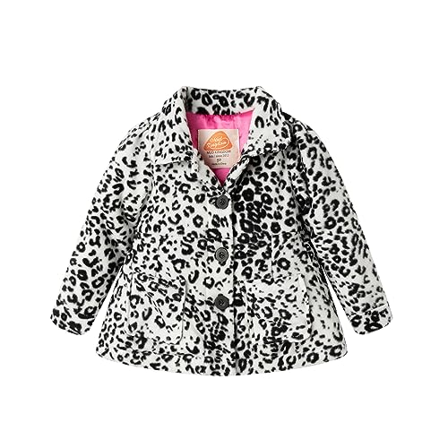 Mud Kingdom Little Girl Fleece Jacket Coat - color: White Leopard, size: 5