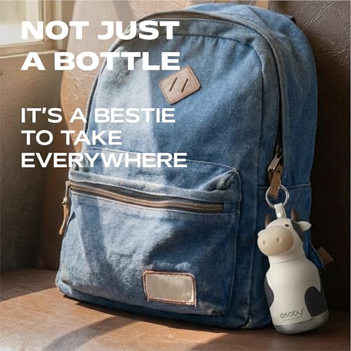 asobu Mini Bestie Water Bottle, Cute Collectible Character, Stainless Steel | 6.7 oz, Leak Proof Seal, Spill Resistant, BPA Free Materials, Dishwasher Safe, Reusable Straw Included, Great Gift Idea - color: MINI WILLOW THE COW