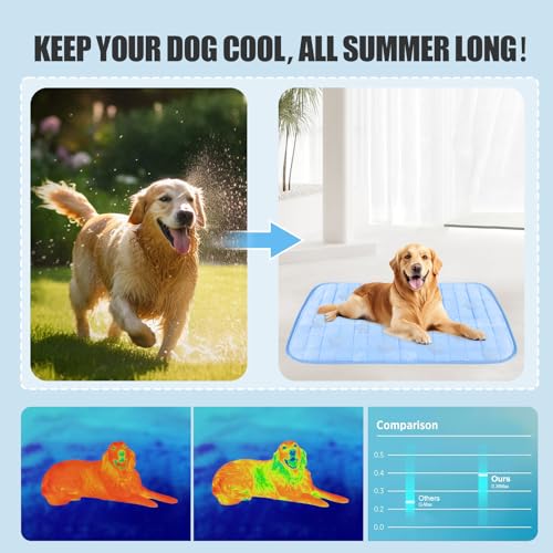 Dog Cooling Mat,Dog Blanket Washable,Cool Fabric & Internal Waterproof Cooling Pad (Blue, X-Large (40x30 inch)) - color: Blue, size: X-Large (40x30 inch)