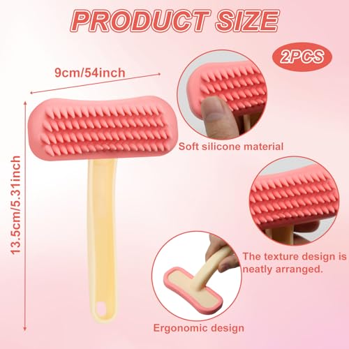 2Pcs Rabbit Brush Soft Bunny Grooming, Soft Silicone Small Animal Massage Comb, Practical Brush Bunny Grooming Kit Supplies Suitable for Cats Puppies & Other Pets - color: 2pc/pink